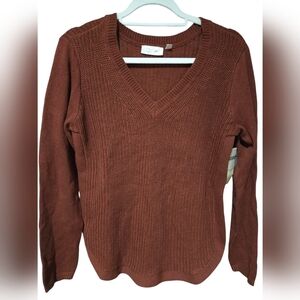 NWT Stitch Fix RD Style Plus Size Women's V-Neck Sweater Rust Brown Medium